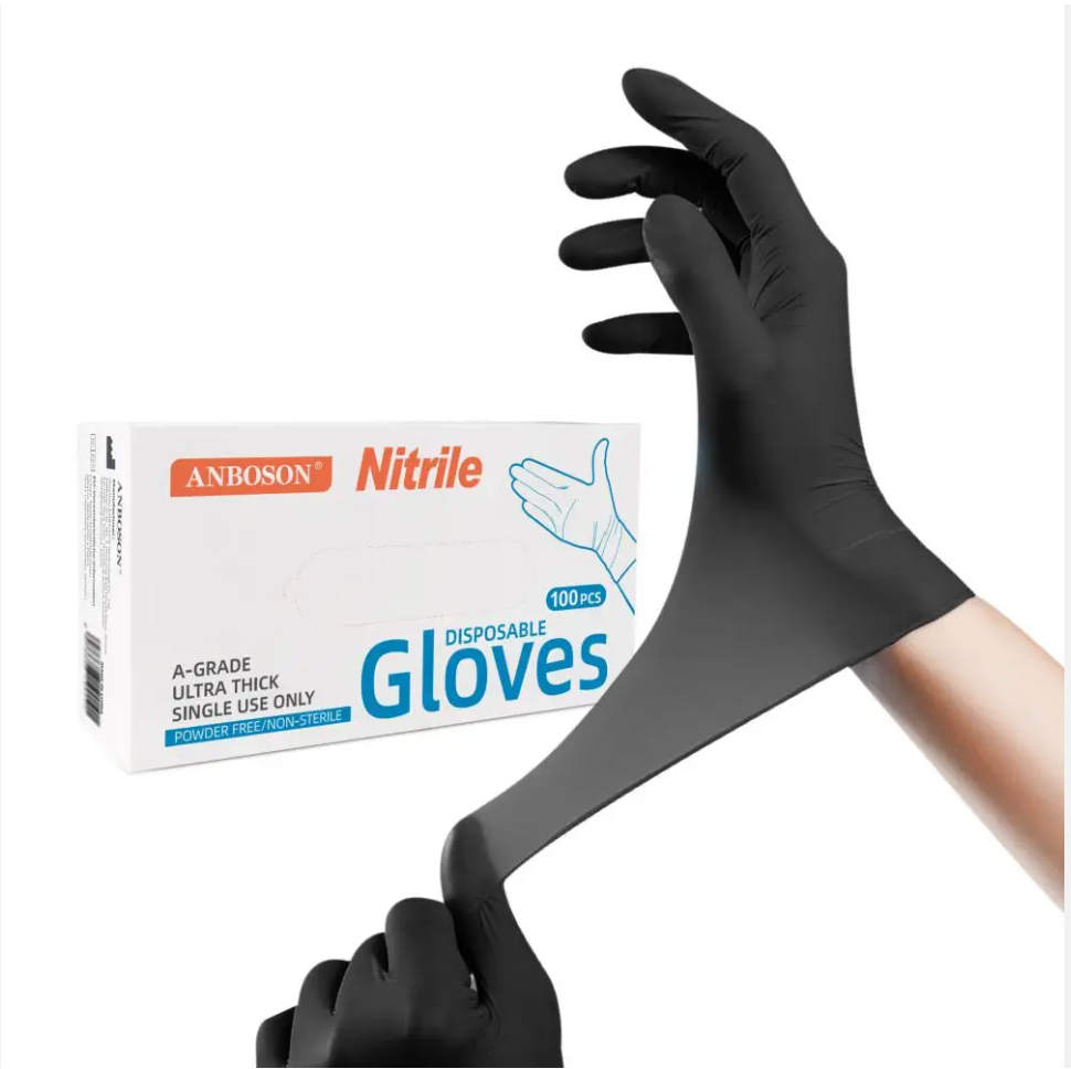 black nitrile medical gloves